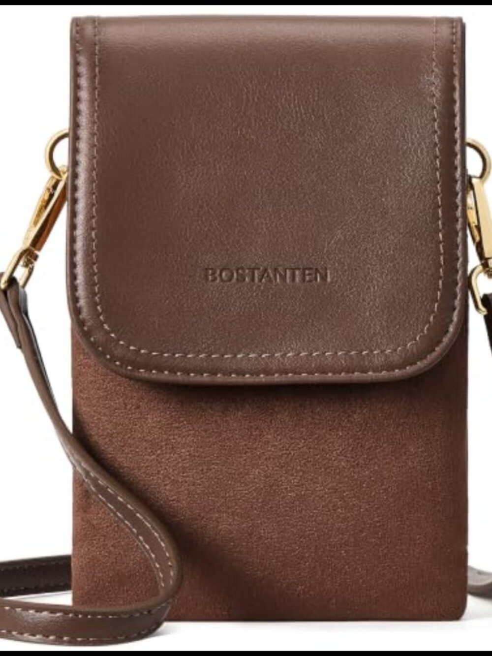 Small RFID Crossbody Phone Purse Faux Suede Vegan Leather Adjustable Strap